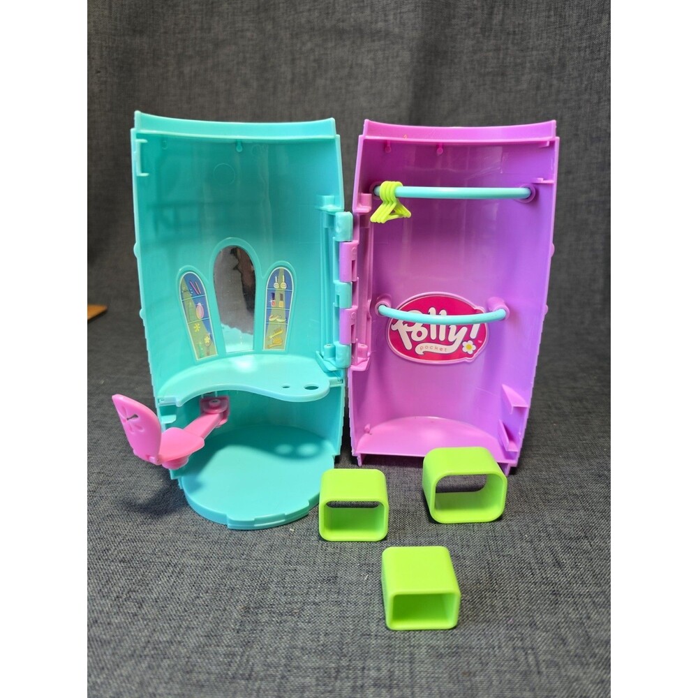 2004 Polly Pocket Car Go Fun Playset Portable Pop Open Fun Cylinder W/ Accessory
